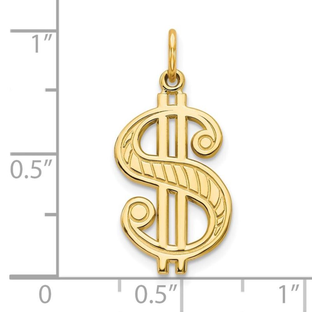 10k Yellow Gold Solid Polished Dollar Sign Charm - image 3